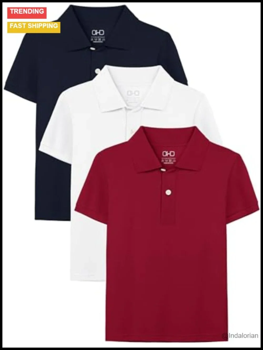 3-Pack Boys Cotton Polo Shirt Uniform Short Sleeve School Shirts